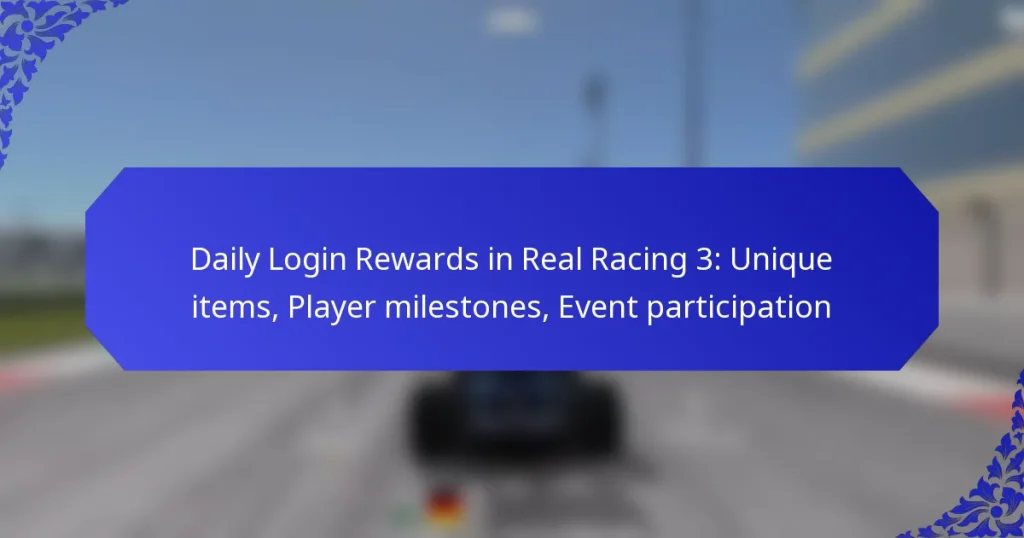 Daily Login Rewards in Real Racing 3: Unique items, Player milestones, Event participation
